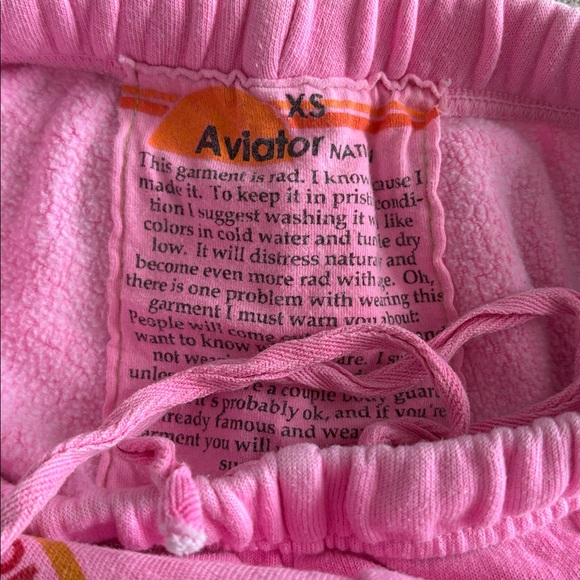 Aviator Nation Pink Joggers with Rainbow Logo - Picture 3 of 3